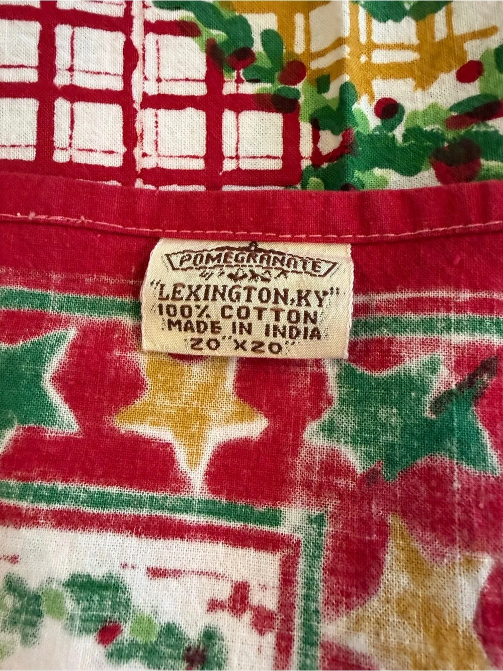 Festive Red & Green Christmas Tree pomegranate cloth napkins